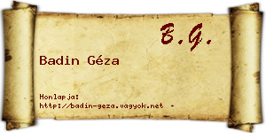 Badin Géza névjegykártya